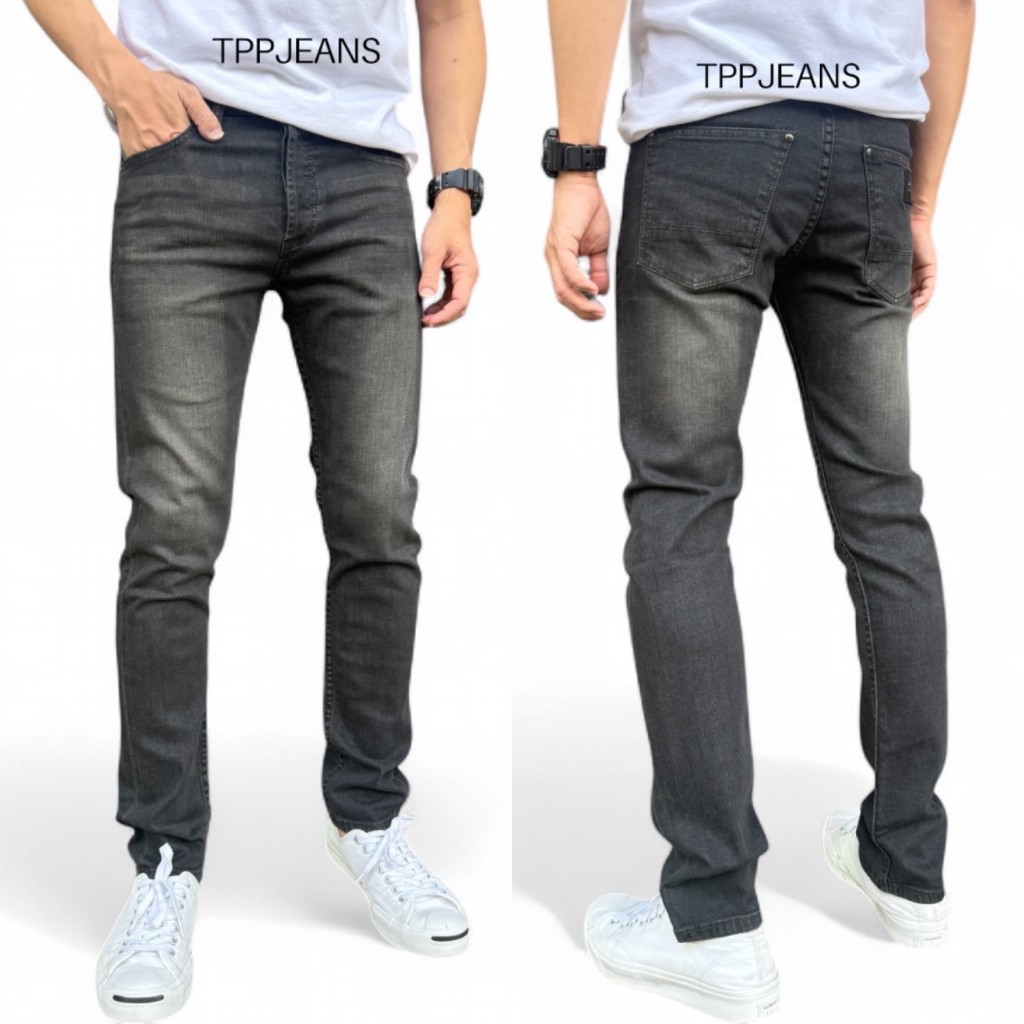 JXP SKINNY WM Dark Grey กางเกงยีนส์สกินนี่ชายสีเทาดำเข้มฟอก ผ้ายืด ใส่สบาย เป้ากระดุม Size 28-36 รับชำระปลายทาง