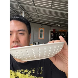 จานเซรามิกนึ่งอาหาร จานเซรามิกแบบมีรู จานรองนึ่ง ขนาด20cm