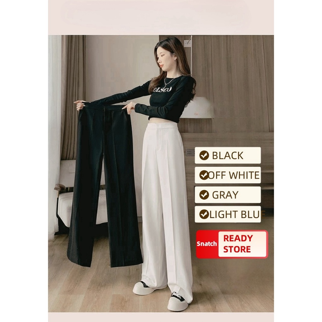 4 สี 5 ขนาดกางเกงสแล็คทรงตรงสไตล์เกาหลี กางเกงผู้หญิงขายาว แฟชั่นใส่ทำงาน ผ้าคุณภาพดีStraight-leg Suit trousers Business