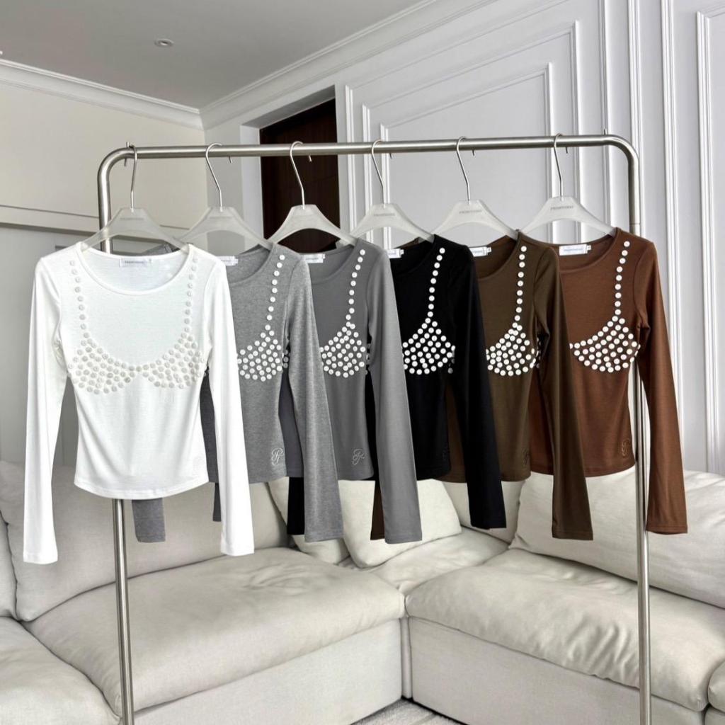 PT399 เสื้อแขนยาวแต่งกกระดุมปักPROMTHONG (มีไซส์)