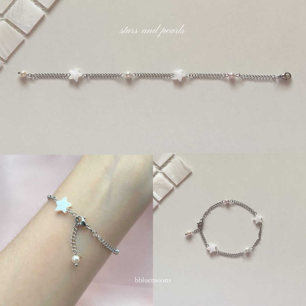 stars and pearls ✨ สร้อยข้อมือสแตนเลสดาวและมุก