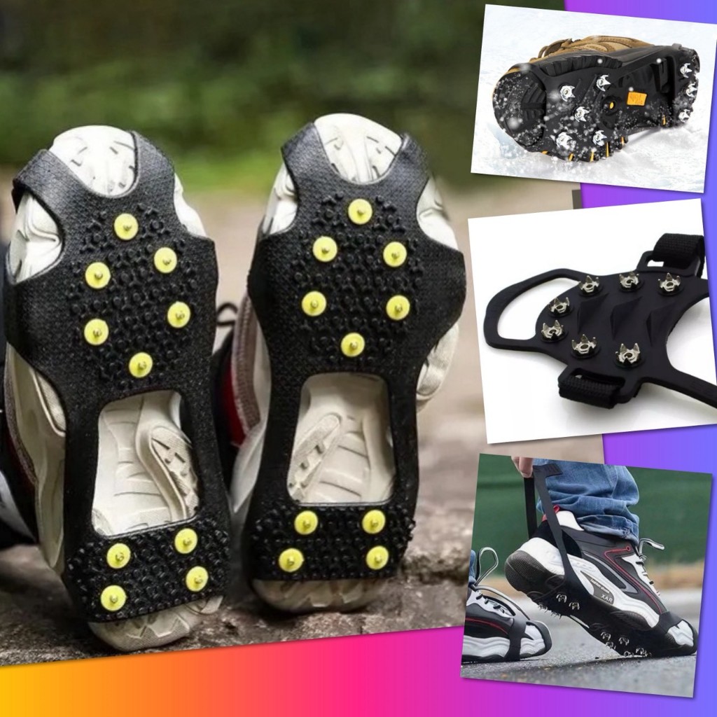 🌈 สายรัด รองเท้า กันลื่น สายรัดกันลื่น พื้นรองเท้า เสริมรองเท้า ช่วยเดิน หิมะ น้ำแข็ง หมุดเหล็ก เดิน