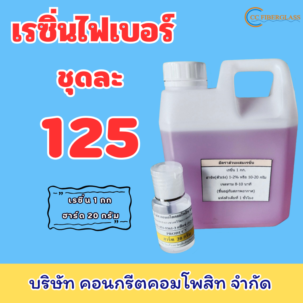 เรซิ่นไฟเบอร์ เกรดไฟเบอร์กลาส ขนาด 1 กิโลกรัม , 500 กรัม , 250 กรัม พร้อมตัวทำแข็ง ผสมตัวม่วงแล้วพร้อมใช้งาน