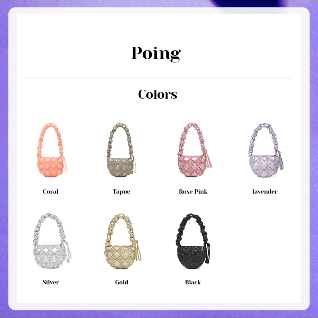 Carlyn Poing Bag ของแท้ พร้อมส่ง 7 Colors H73101010 (Silver, Black, Gold, Rose Pink, Lavender, Tapue, Coral)