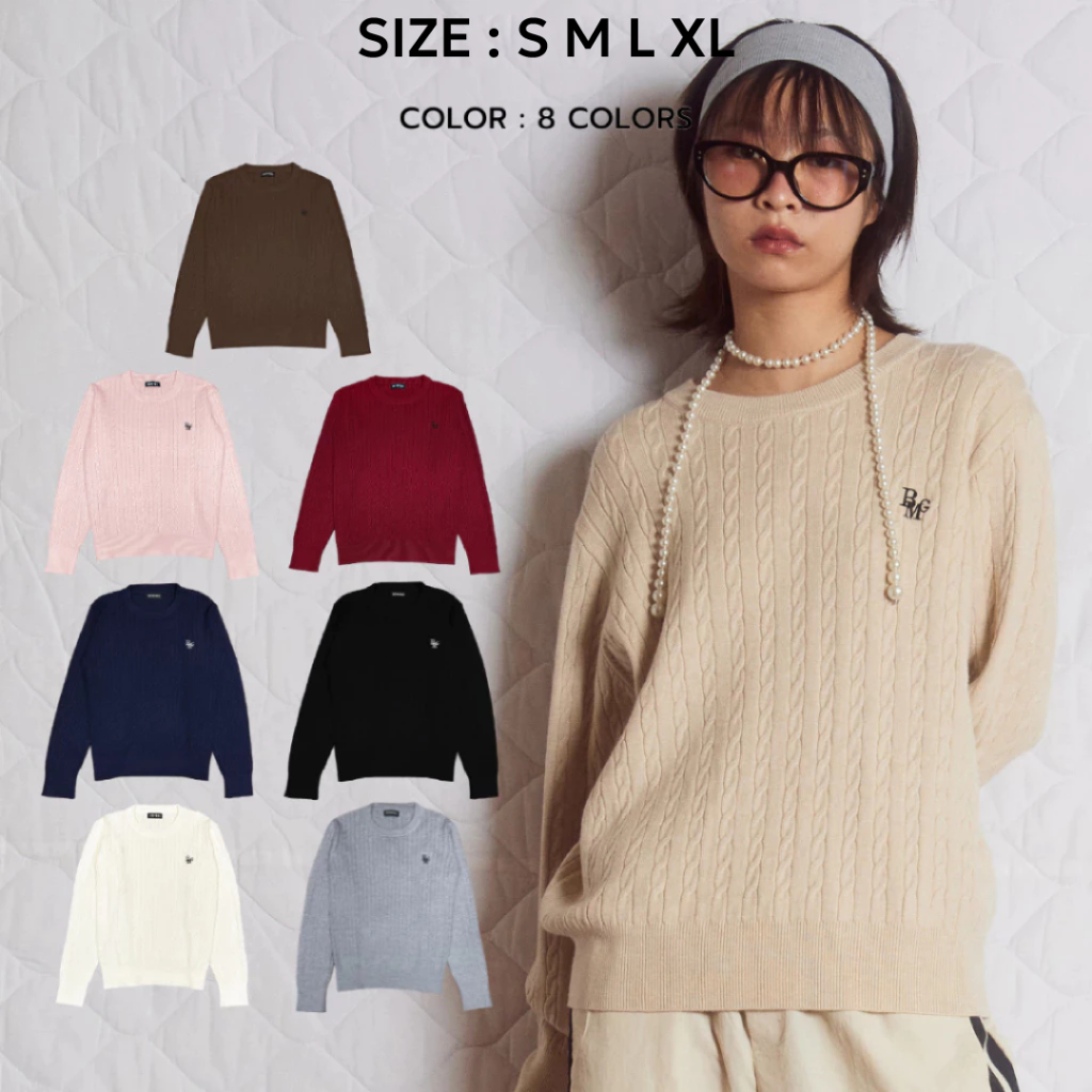 (PRE 10-15 วัน)Bemingtop642(S-XL) - BMG Knit Sweater ไหมพรมสเวตเตอร์ งานถัก ยืดน