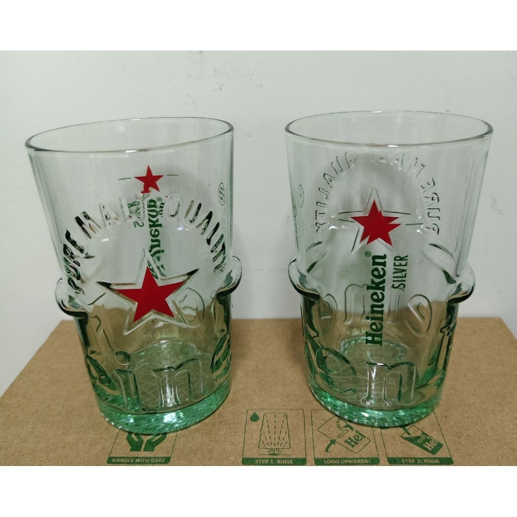 แก้วไฮเนเก้นซิลเวอร์ 25CLงานของแท้ ก้นเขียว+ดาว+อักษรนูน Heineken Silver สวยงาม น่าใช้ น่าสะสมหรือเป็นของขวัญ