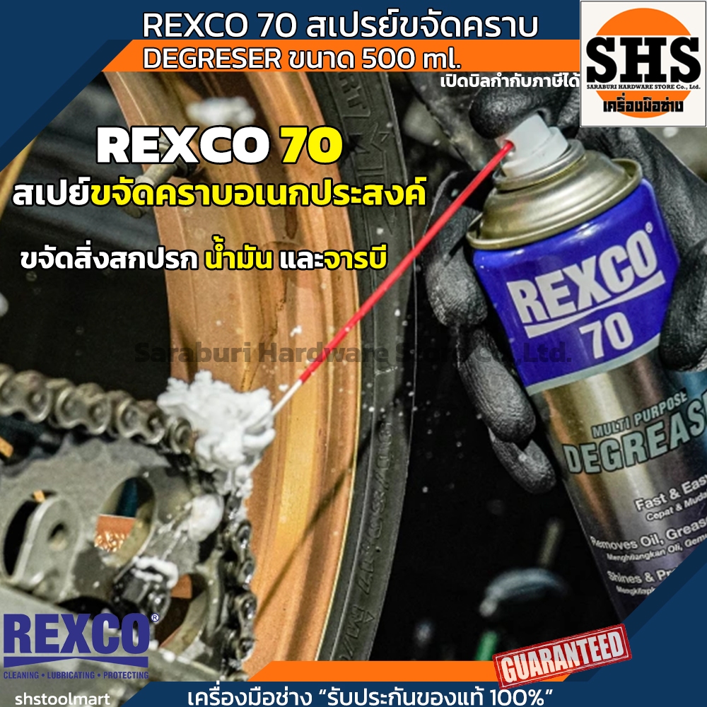 REXCO 70 DEGRESER สเปรย์ขจัดคราบ น้ำมันและจารบี 500ml.