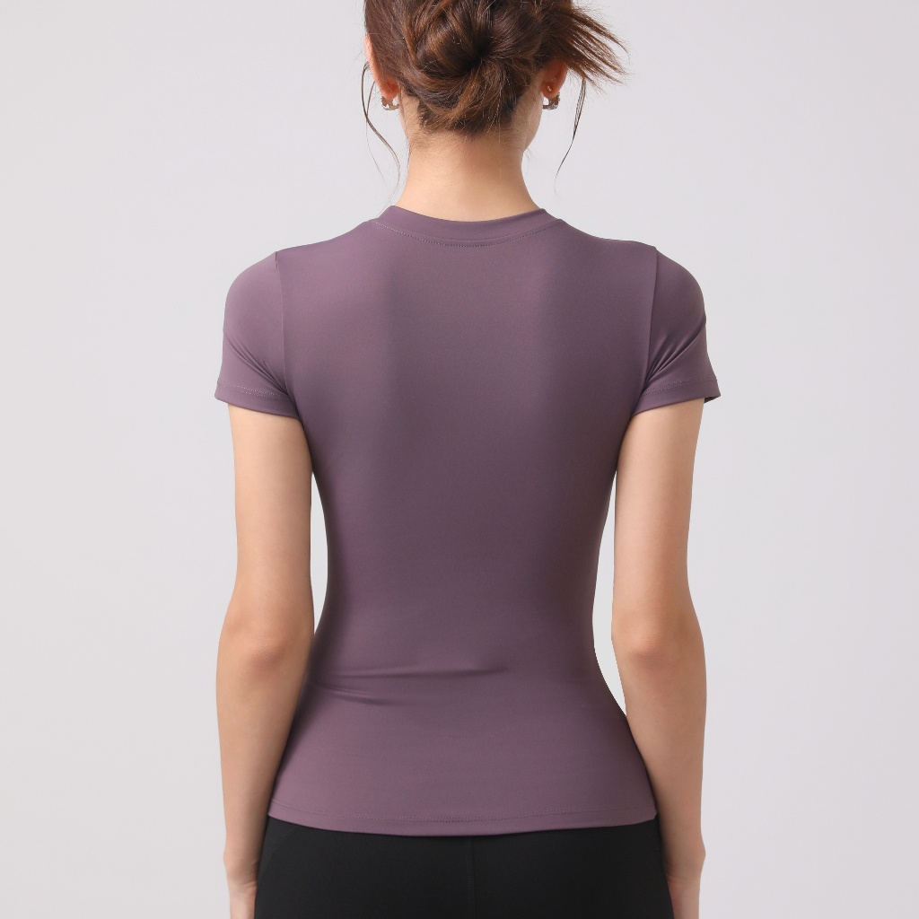 GymHub เสื้อเทรนนิ่งสำหรับฝึกพิลาทีส แขนสั้นผ้าบาง ยืดง่ายแห้งเร็ว ใส่ดูเพรียว - รูปที่ 6