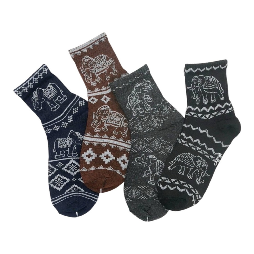 ถุงเท้า ลายช้าง ยกแพ็ค 12 คู่ คละลาย มีแบบ 4 คู่ให้เลือก ใส่ได้ทุกโอกาส🔥ส่งจากไทย - รูปที่ 5