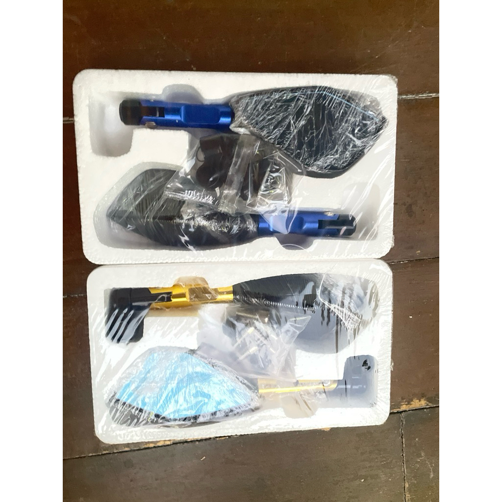 กระจกทรงห้าเหลี่ยม ขาสั้น ใส่ได้ทุกรุ่น  กระจก​ 5 เหลี่ยม งาน​ CNC มิเนียมทั้งตัว(1คู่)กระจก cnc  กระจกสีฟ้าตัดแสง - รูปที่ 4