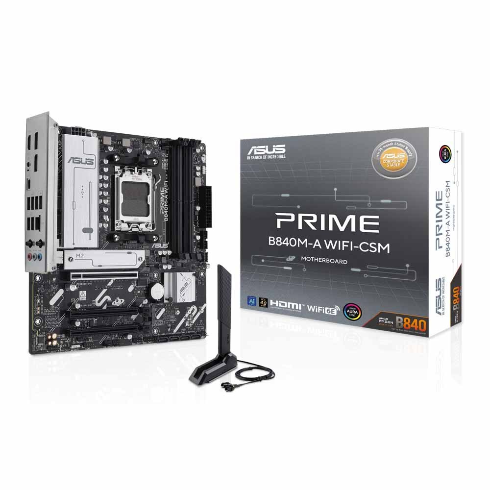 MAINBOARD (เมนบอร์ด) ASUS PRIME B840M-A WIFI-CSM - AMD SOCKET AM5 DDR5 MICRO-ATX