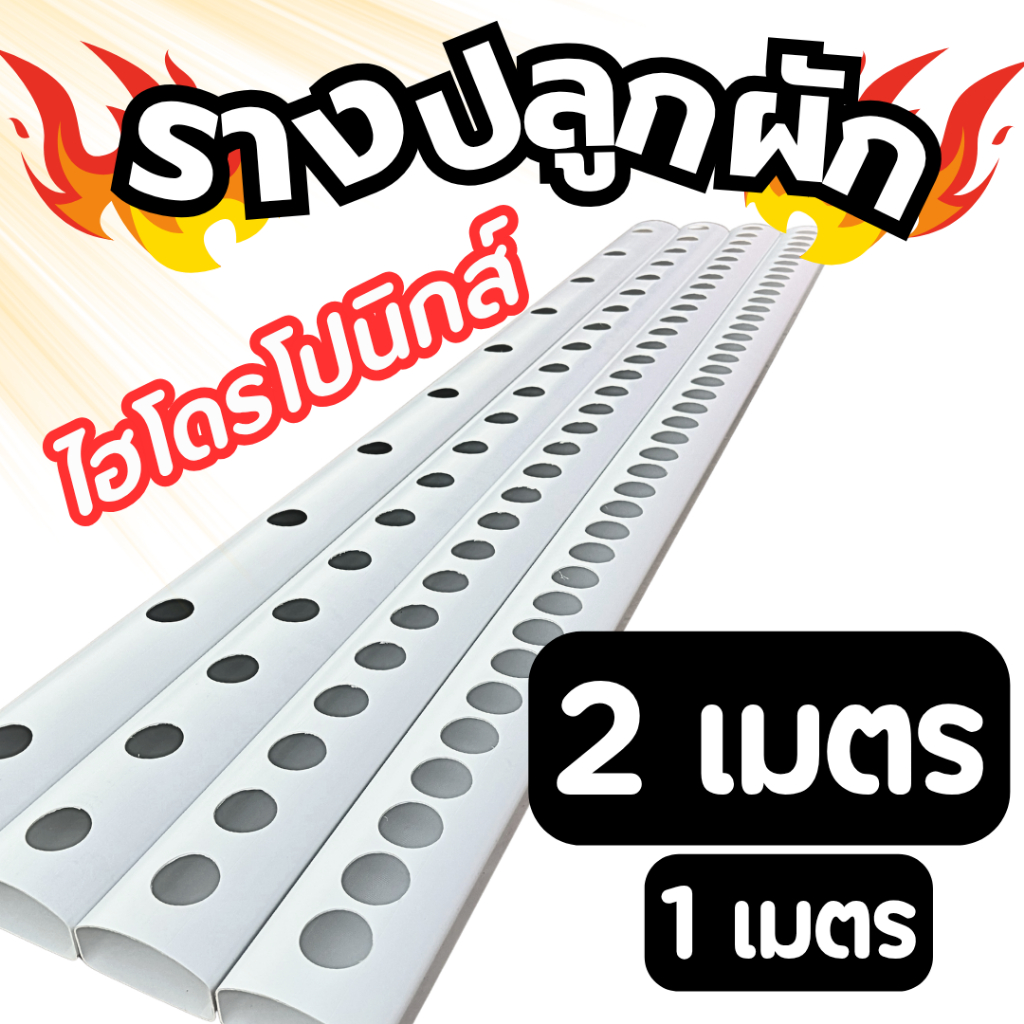 รางปลูกผักไฮโดรโปนิกส์ NFT รางหนา แข็งแรง พร้อมเจาะรูฟรี 5-19 ช่อง ความยาว (1-2 เมตร)
