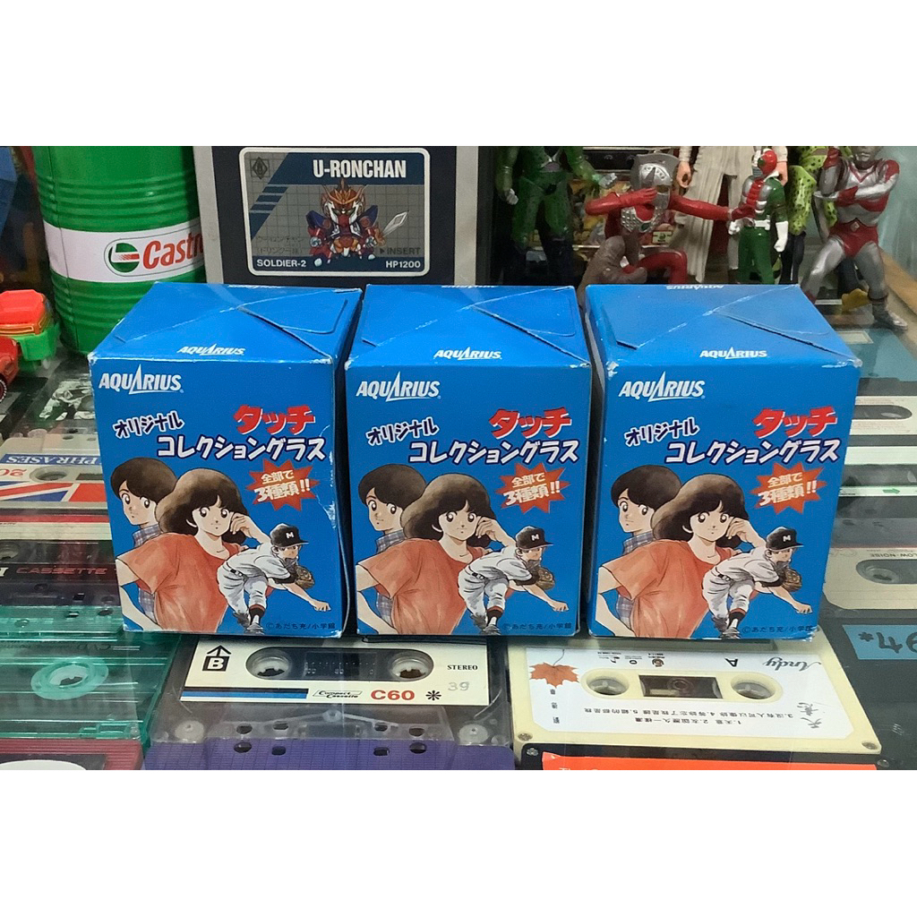 แก้วน้ำลายการ์ตูน เรื่อง touch : aquarius original touch collection glass จำนวน 3แบบ สภาพใหม่ กล่องไ