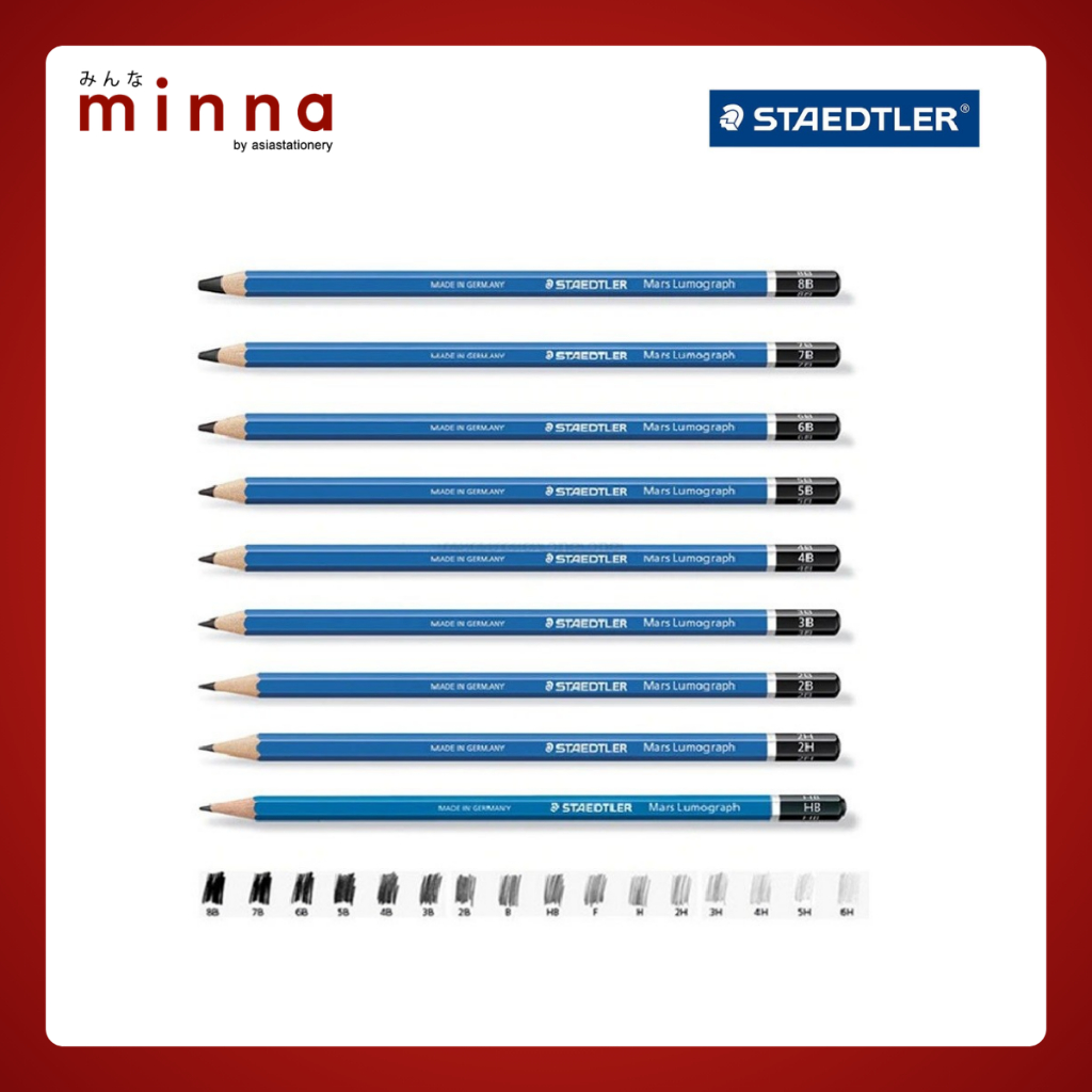 Staedtler ดินสอไม้ เขียนแบบ มูโลกราฟ (2H,H,HB, B, 2B, 3B, 4B, 5B, 6B, 7B, EE)