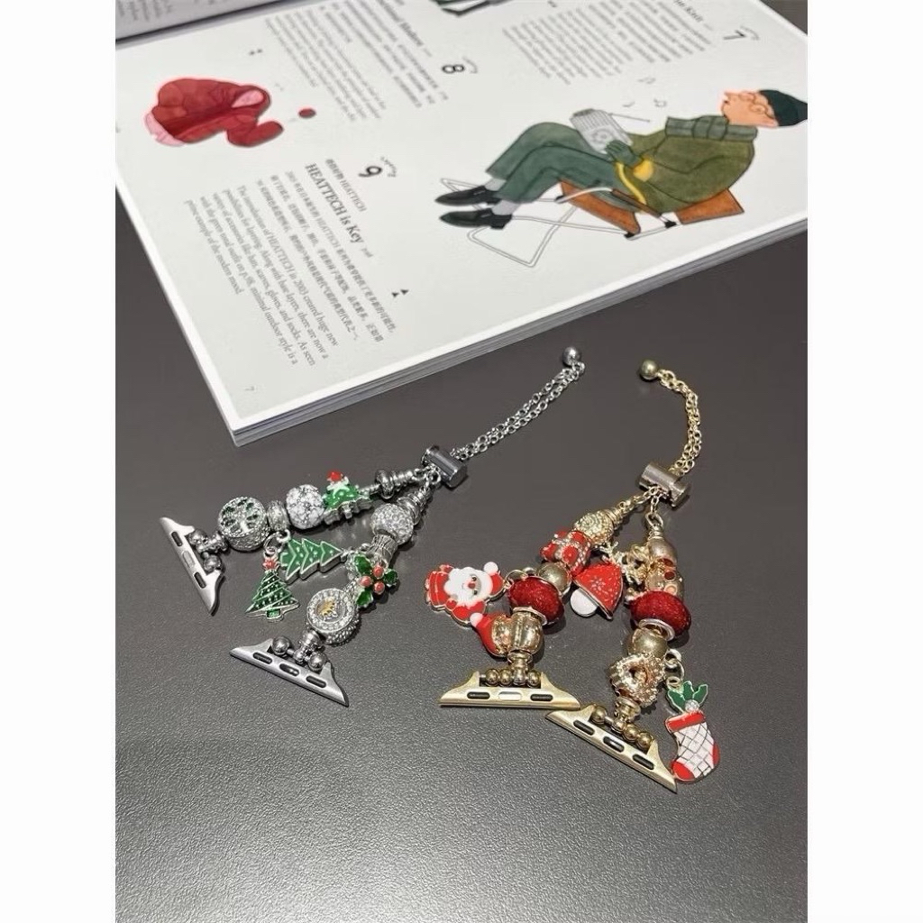 ZMZ-สายนาฬิกา Smartwatch สายสร้อยข้อมือคริสต์มาส สายประดับ ขนาด 38/40/41/(S10)42mm 42/44/45/46/49mm