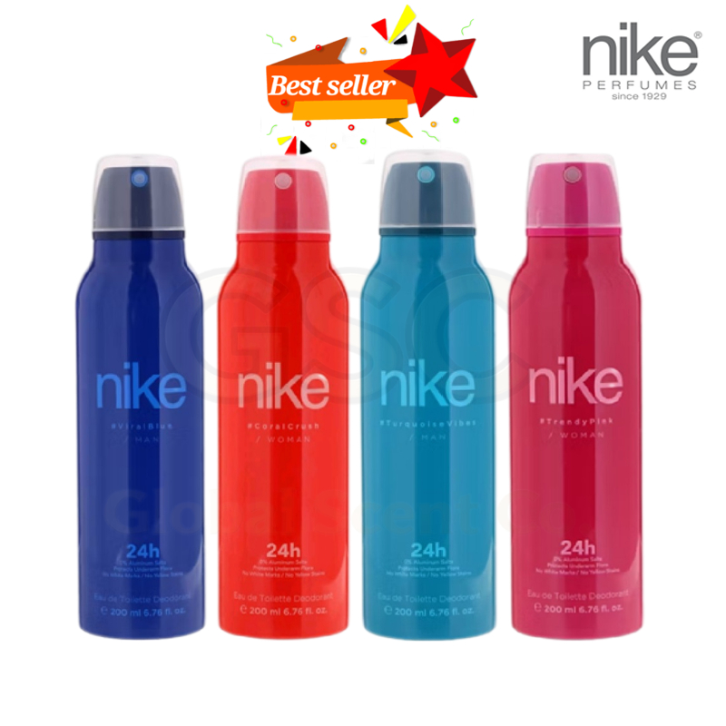 น้ำหอม NIKE EDT สเปรย์ฉีดร่างกาย ยาระงับกลิ่ Trendy Pink /Viral Blue/Turquoise Vibes/ Coral Crush ขนาดบรรจุ : 200ml/ขวด