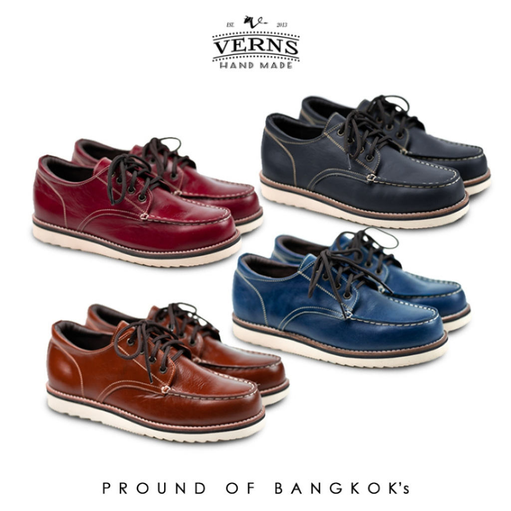 Verns Leather รองเท้าผู้ชายหนังแท้ รุ่น M606  รองเท้าลำลอง น้ำหนักเบา หนังออยแท้ เย็บพื้นใส่ทน  4 สี