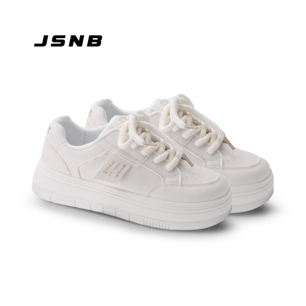 JSNB ส่งฟรี รองเท้าผ้าใบสีขาว พร้อมส่ง รองเท้าผ้าใบแฟชั่นสไตล์เกาหลี พื้นนุ่ม เบา ระบายอากาศดี รองเท