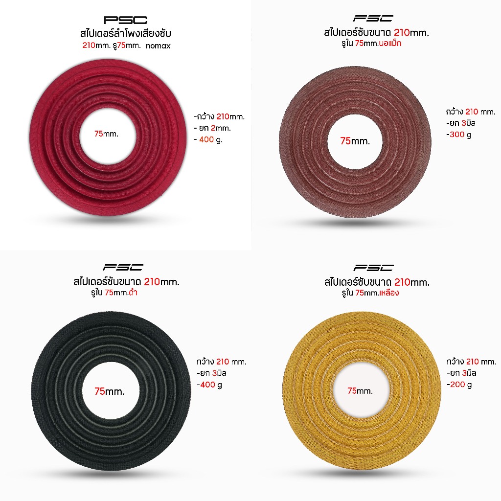 สไปเดอร์ลำโพงซับขนาด210มิลรูใน75mm.(ราคา1แผ่น)300gเนื้อหนายึดติดกาวง่าย