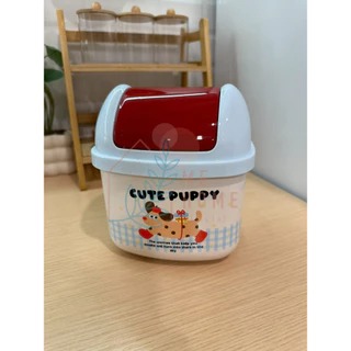 ถังขยะตั้งโต๊ะ puppy ถังขยะตั้งโต๊ะฝาพับดีไซน์มินิมอลลายการ์ตูน “Nice Cute Series” โทนพาสเทลอบอุ่น เหมาะสำหรับโต๊ะทำงาน
