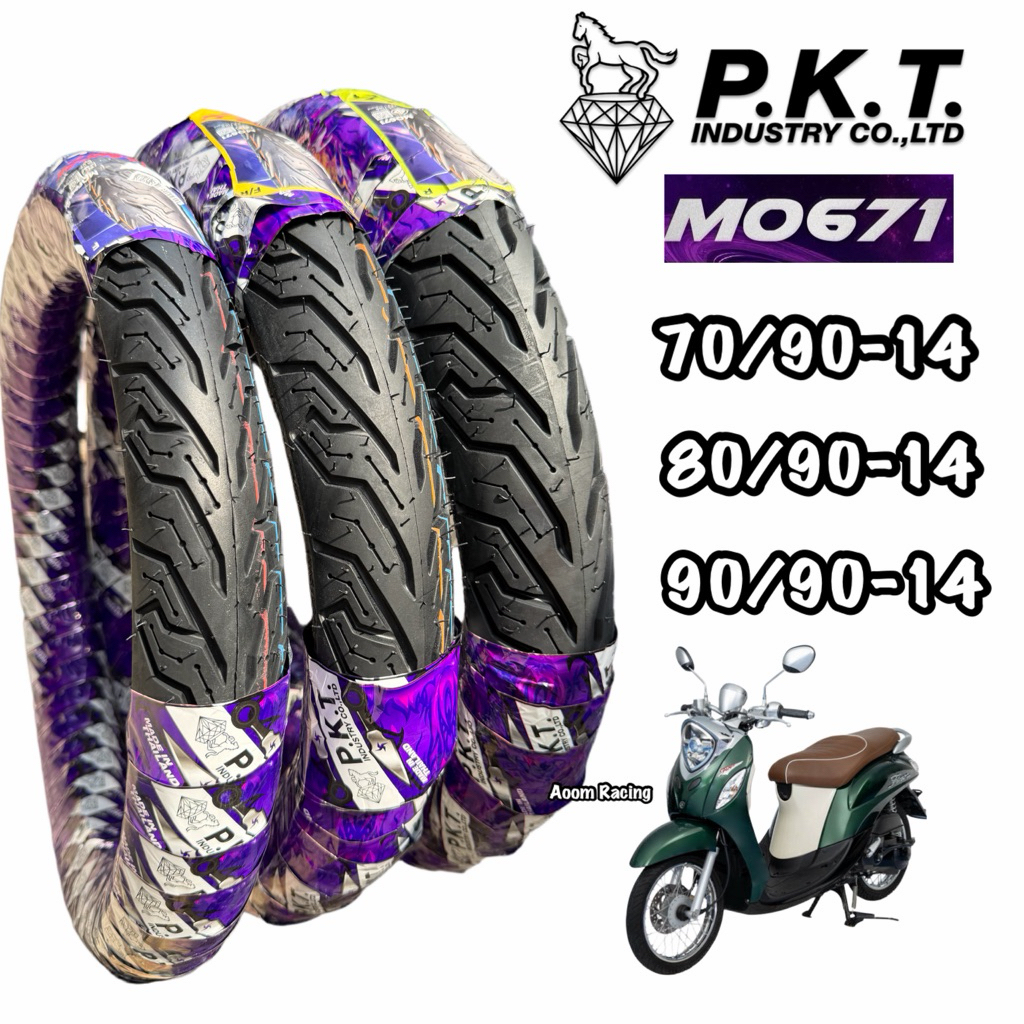 ยางนอก PKT  MO671 TT ลายลายซิตี้กริป  ขอบ14 (แบบใช้ยางใน) 70/90-14 80/90-14  90/90-14