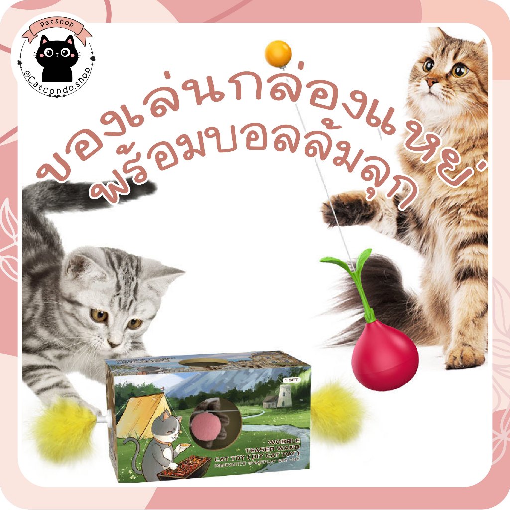 🌵 กล่องของเล่น+เชอรี่  กล่องของเล่นแมว 2in1 กล่องแหย่แมว เสริมทักษะ • เล่นเพลิน • พกพาสะดวก 🌵