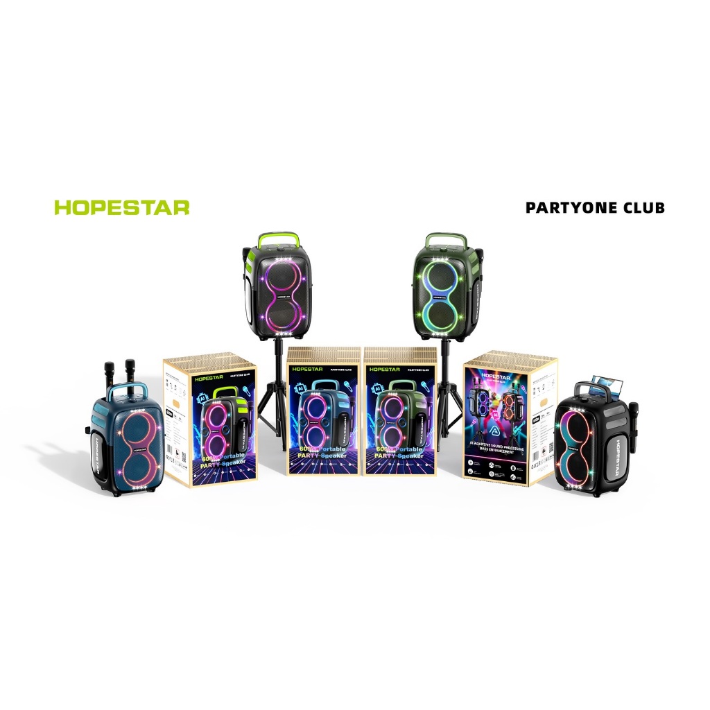 [ผ่อน0%]HOPESTAR PARTYONE CLUB ลำโพงบลูทูธ 650W ไมค์คู่ไร้สาย เบสหนัก AI SoundBoost ประกันศูนย์ 1ปี