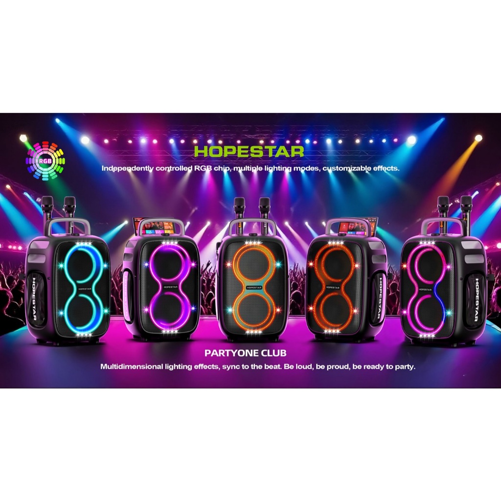 [ผ่อน0%]HOPESTAR PARTYONE CLUB ลำโพงบลูทูธ 650W ไมค์คู่ไร้สาย เบสหนัก AI SoundBoost ประกันศูนย์ 1ปี