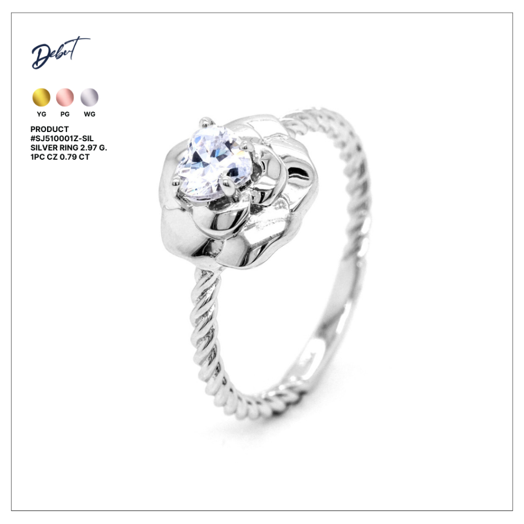 แหวนเงินแท้ 925 Debutgems ประดับเพชร CZ Collection. Rose รุ่น SJ510001Z-SIL