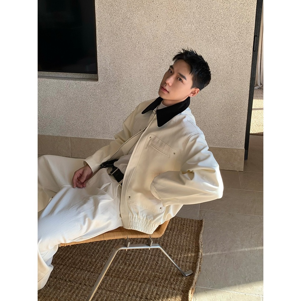 Henary เสื้อแจ็คเก็ตยีนส์ผู้ชายผู้หญิง รุ่นฤดูใบไม้ผลิและฤดูใบไม้ร่วง ดีไซน์ย้อนยุคแบบอเมริกัน สบาย 