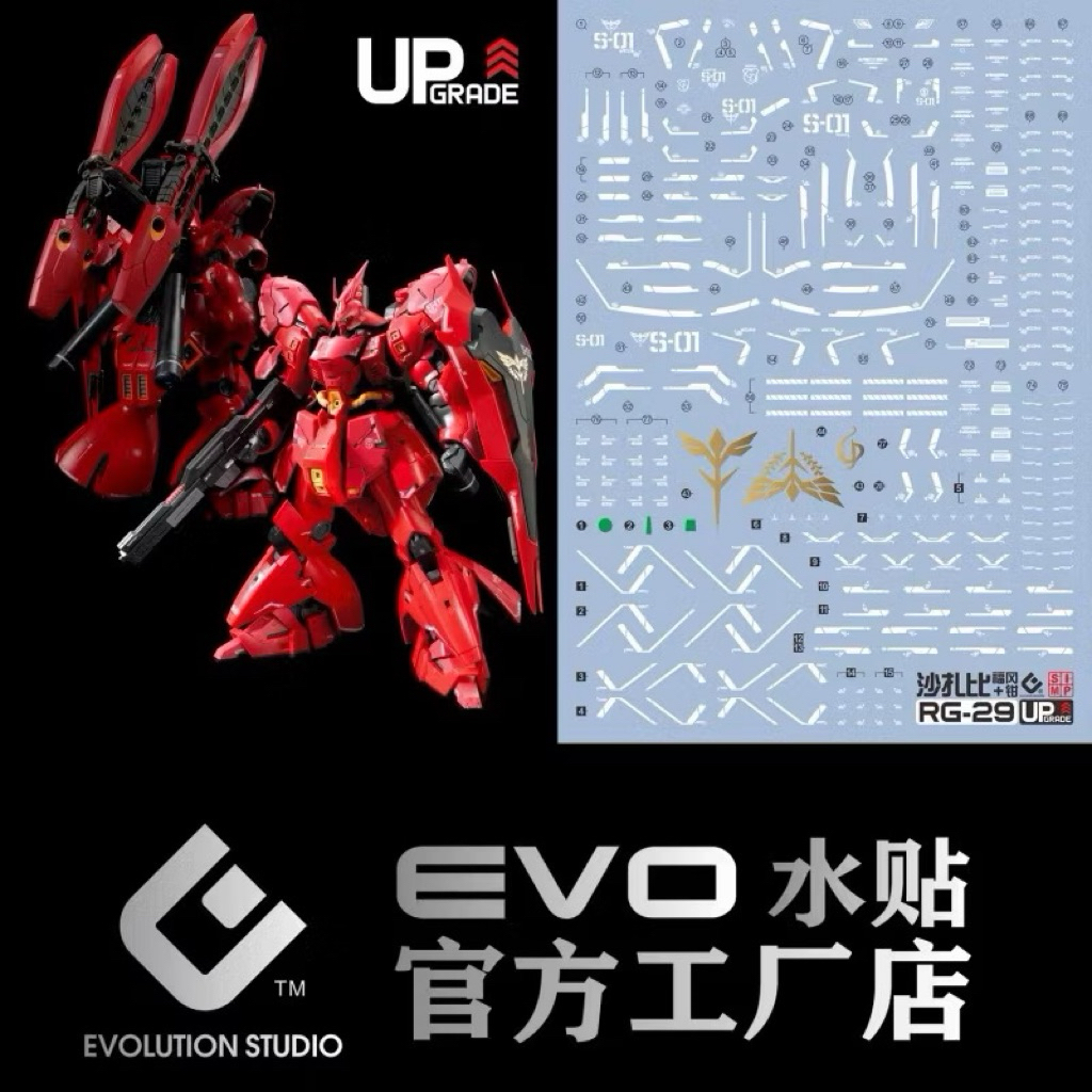 ✅พร้อมส่ง🔥 ดีคอลน้ำ DECAL EVO RG 1/144 Sazabi FF สะท้อนแสงแบล็คไลท์