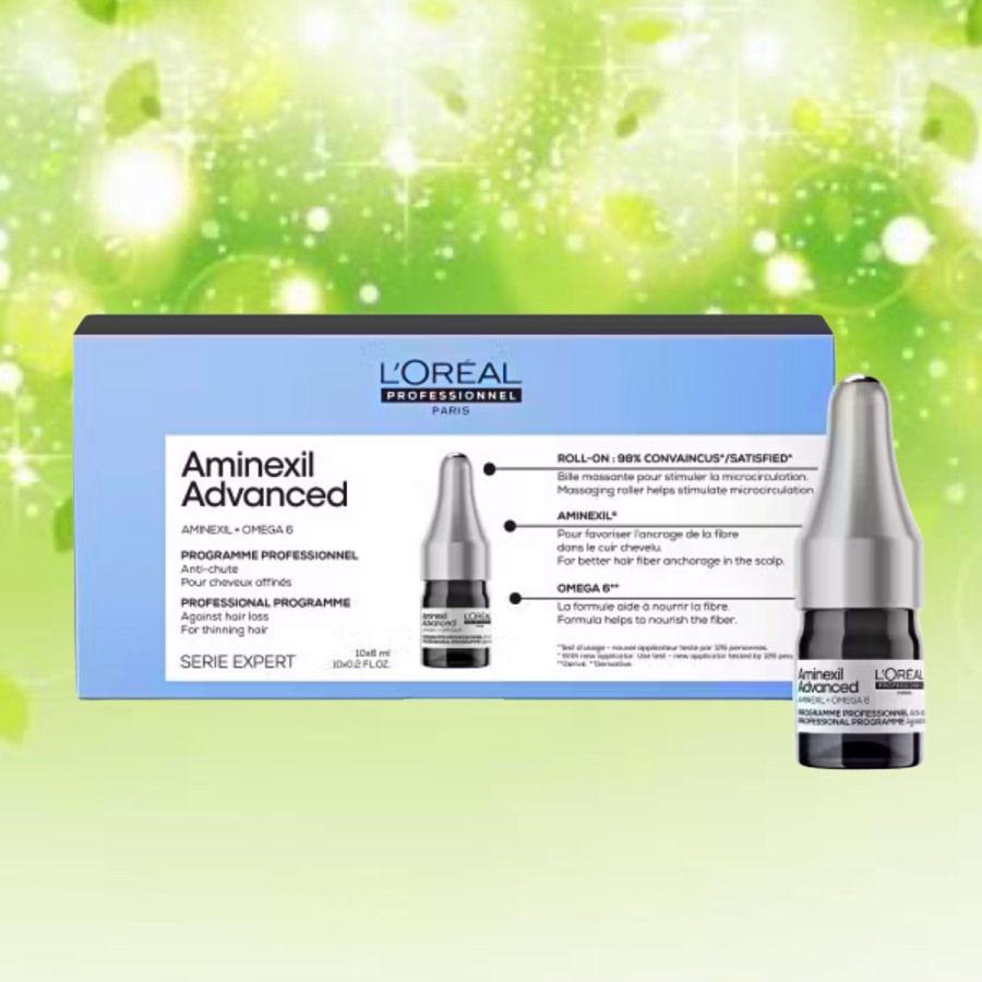 LOREAL Aminexil Advanced 6 ML. X 10 ขวด ชุดเซรั่มหนังศีรษะลดผมขาดร่วง กระตุ้นการเกิดใหม่ของเส้นผมดูห