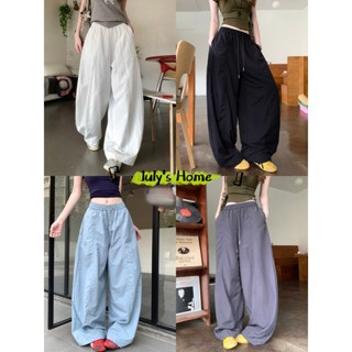 กางเกงขายาว กางเกงผู้หญิง ทรงหลวม มีเชือกที่เอว เอวยืดได้#J1…