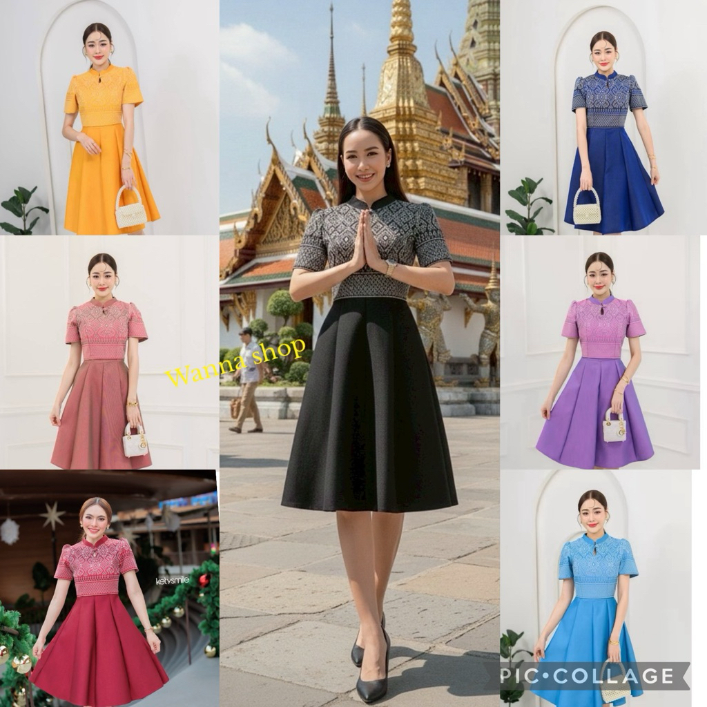 เดรสผ้าทอเนื้อฝ้าย เสื้อกั๊กสองชั้นไม่ตัดต่อ สวยหรูพร้อมส่ง