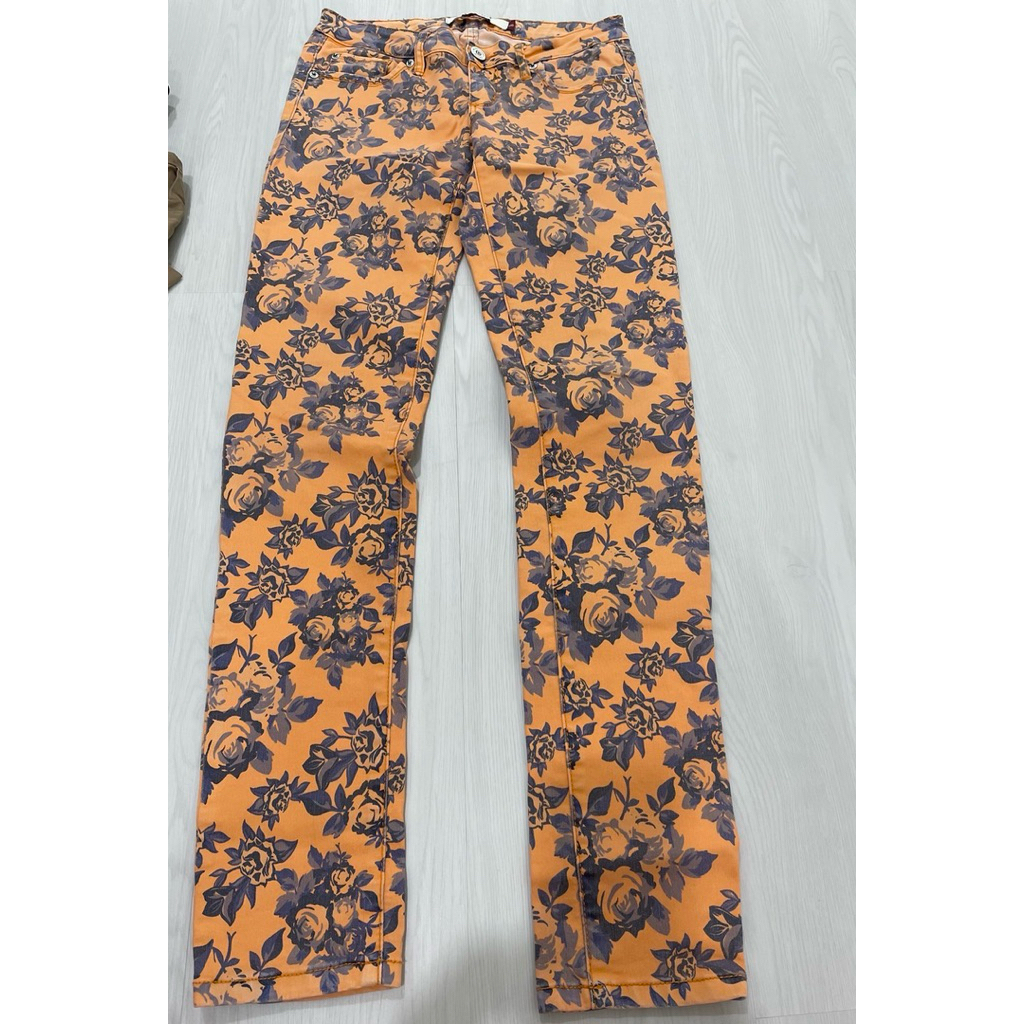 🔥Sale 89🔥กางเกง แบรนด์ The Denim By Work Shop size 26 ลายดอกสีสวยเด่น