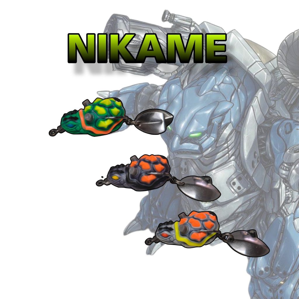 กบยางรุ่น นิคาเมะ ขนาด3.2 ตะขอBKK 2ใบหลิว (ท้ายพลังเต่า)