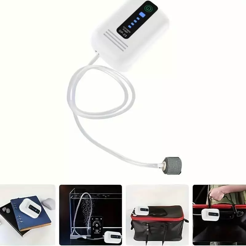 เครื่องปั๊มออกซิเจนตู้ปลา พกพาได้ แบตอึด 90 ชม. รูคู่ ชาร์จ USB เหมาะสำหรับตกปลากลางแจ้ง ใช้ในตู้ปลา/ถังเลี้ยงปลา thumbnail 10