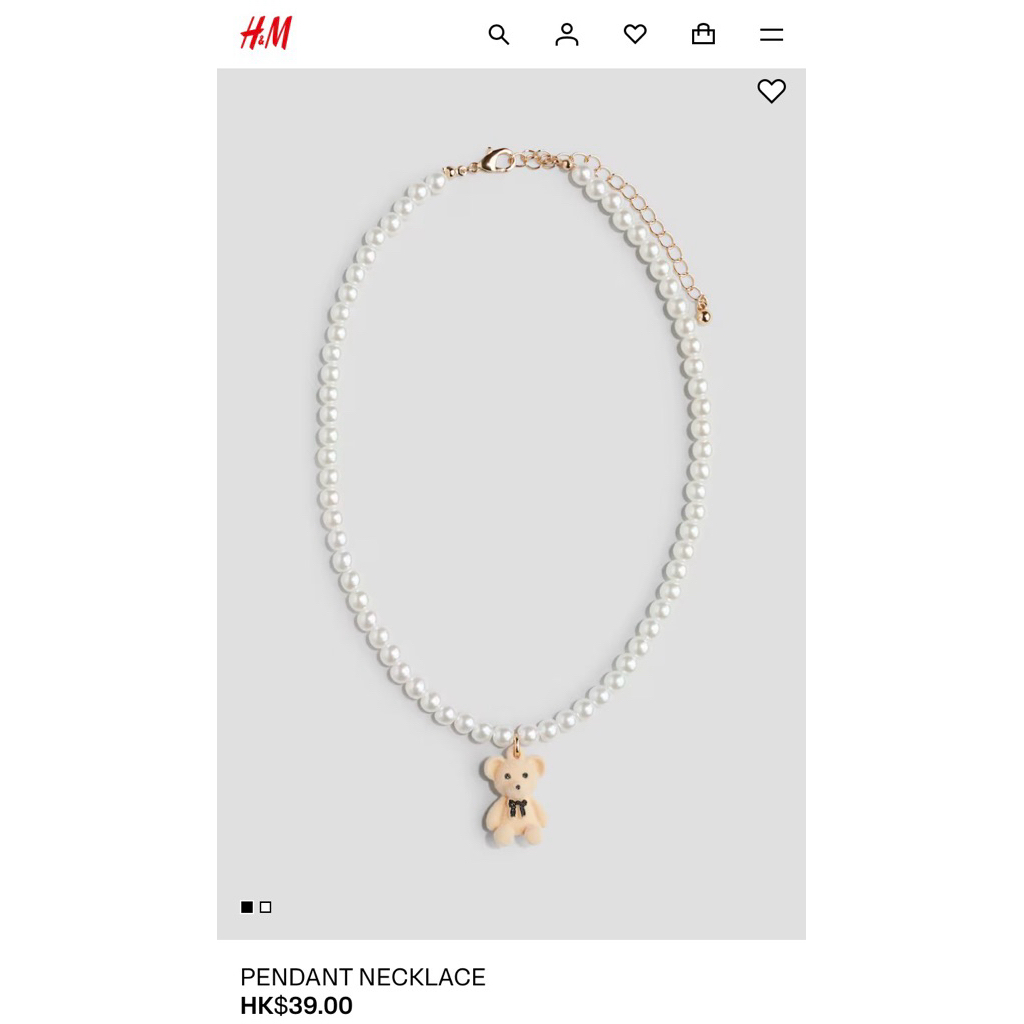 H&M teddy bear necklace (สร้อยไข่มุกพร้อมจี้)