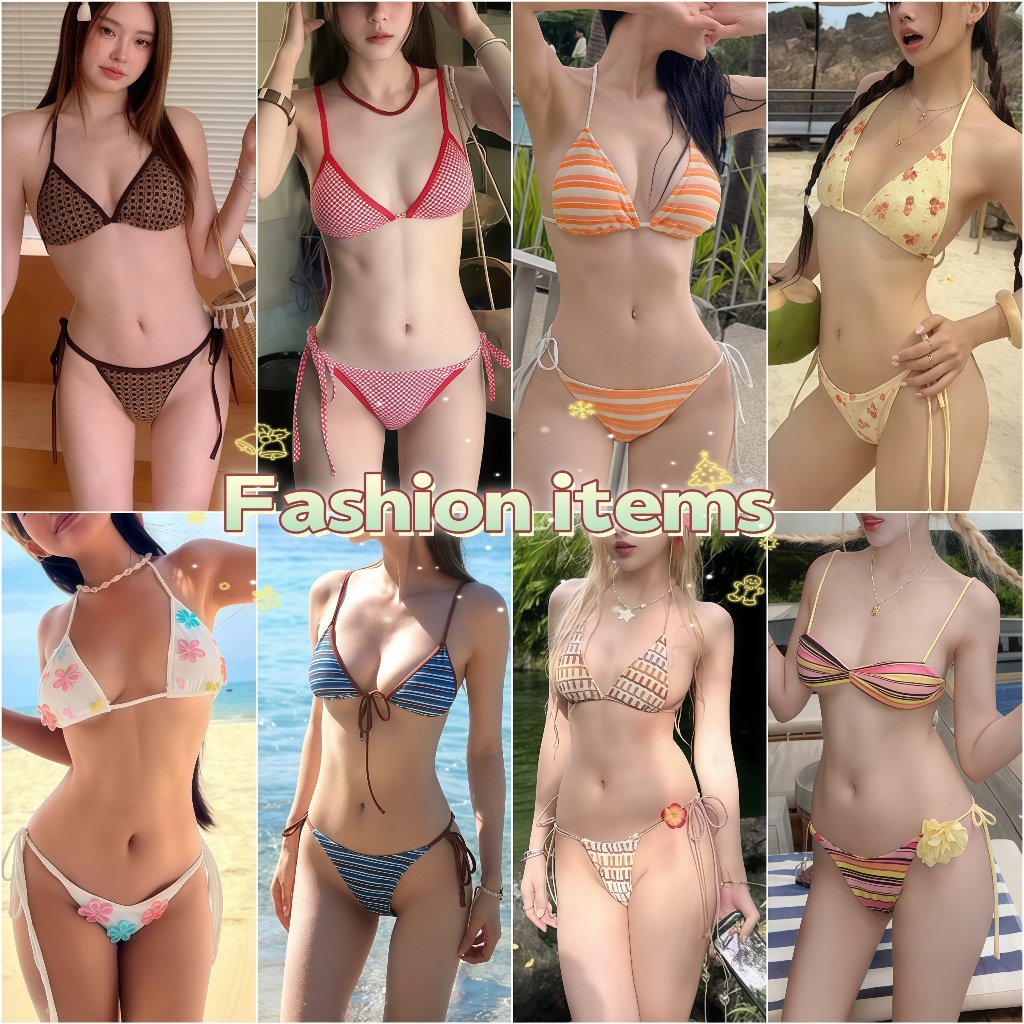 🧡Basic swimsuit💛 ชุดว่ายน้ำแฟชั่น bikini ทูพีช ดีไซน์แบบผูกเชือก หลายสไตล์ S-L ส่งจากไทย