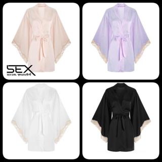 SexyGirl💞💞เสื้อคลุมอาบน้ำผ้าซาตินใหม่ ชุดนอนลูกไม้ เหมาะสำหร…