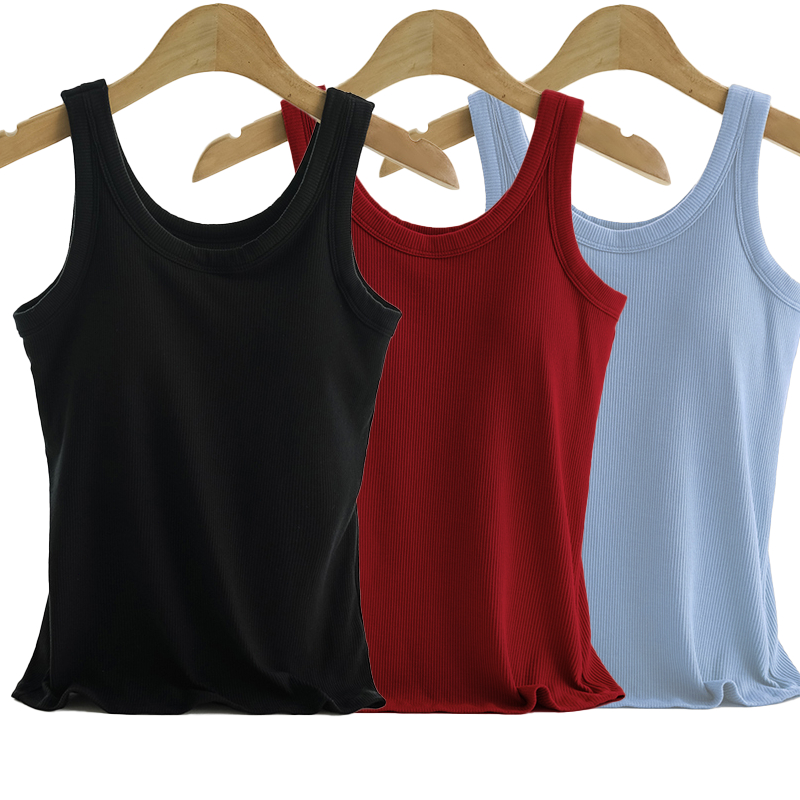 เสื้อกั๊กแฟชั่นผู้หญิง สีทึบ ลำลอง ใส่สบาย ชุดชั้นในในตัว ผ้าเรยอน นุ่ม เป็นมิตรกับผิวหนัง ระบายอากาศได้ดี ไม่อับชื้น