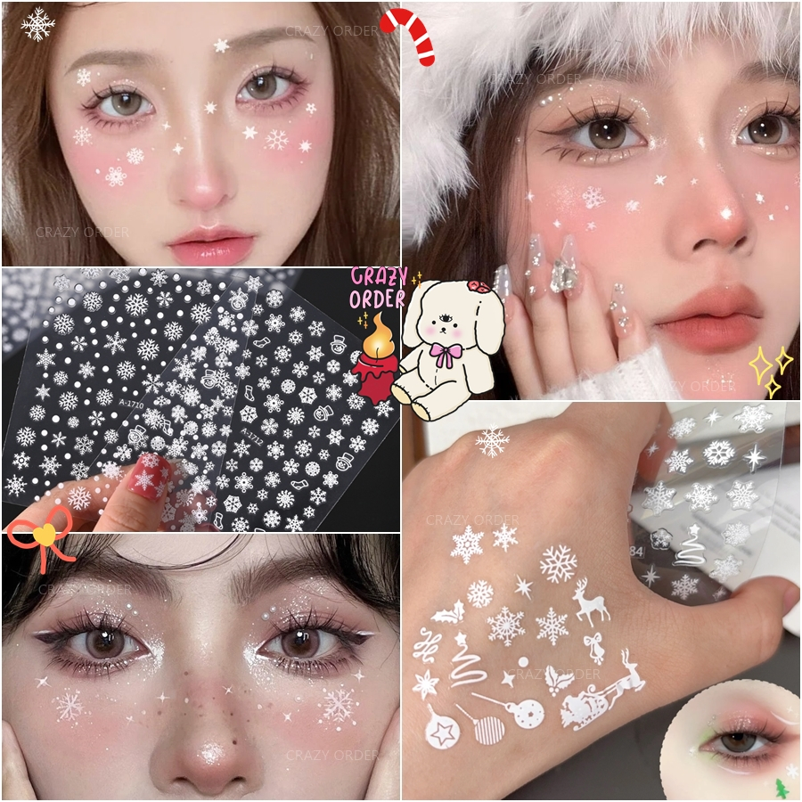 ❄️ มีส่งด่วนในวัน  พร้อมส่งจาก กทม. ❄️Face Sticker 🎄คริสต์มาส / 🎁 ปีใหม่ / 🦋 ผีเสื้อ