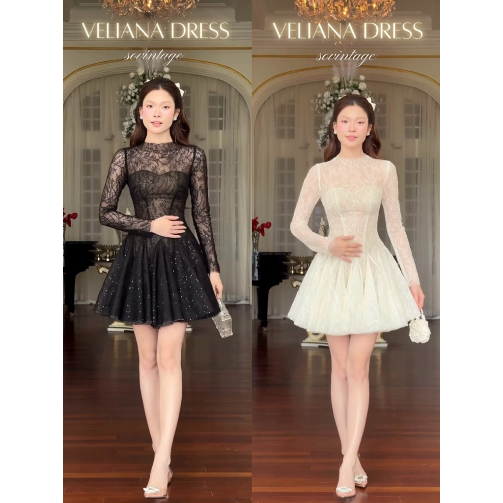 Sovintage - Veliana Dress(รอพรีเข้าไทย10-14วัน สินค้าพรีออเดอร์จากทางแบรนด์ ทักมาสอบถามก่อนสั่งซื้อไ