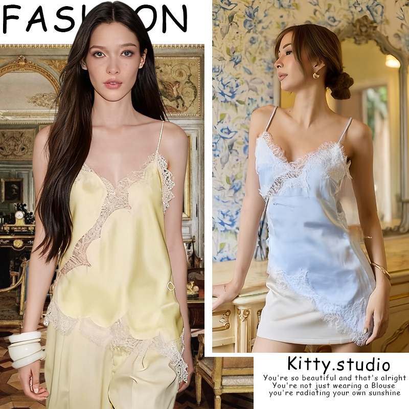 Kittyพร้อมส่ง🌸เสื้อ  ชุดชั้นในผู้หญิง🌸เสื้อสายเดี่ยวสไตล์ยุโรป-อเมริกัน ลายลูกไม้สวยงามสุดเซ็กซี่
