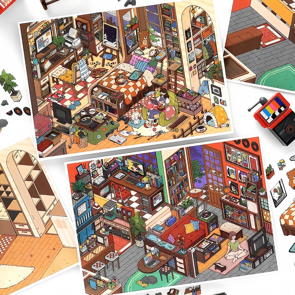 สติ๊กเกอร์ 3D Sticker Scene [ชุด My Hut 15.0] DIY ฉากสติ๊กเกอร์ภูมิทัศน์กันน้ำตกแต่ง Journaling Scrapbooking Planner