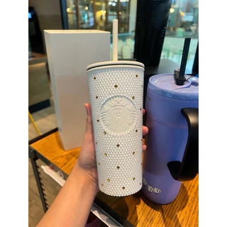 พร้อมส่งด่วนไว พรีเมี่ยมแก้วเพชรสแตนเลสคริสตรัลขาวทองสตาบัตกล่องพร้อมถุง แก้วเก็บความเย็นคริสมาส ของขวัญคริสมาส