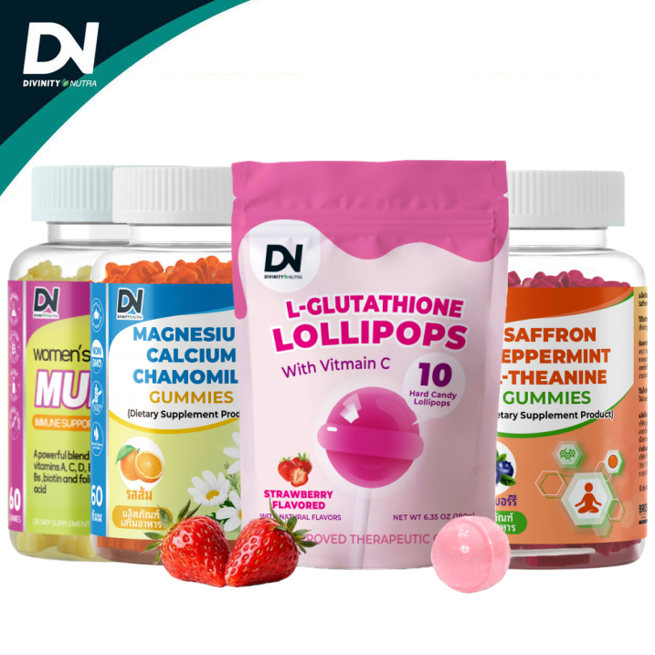 DN 60 Gummies Calcium Magnesium Chamomile L-THEANINE Sleep Support Multi Vitamin,  10 L-Glutathione 