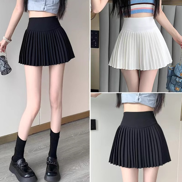 กระโปรงสั้นจีบรอบสีพื้น ทรงสวย แมทช์ง่ายสุดๆ