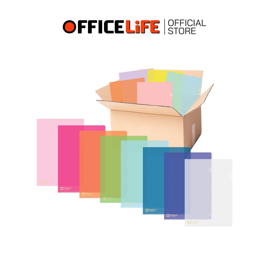 Elephant (ตราช้าง) แฟ้มซองพลาสติก แบบใส รุ่น 410 หนา 180 Mic. ขนาด A4 ( 25 แพ็ค / กล่อง )