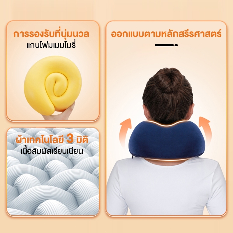 หมอนรองคอ Memory foam หมอนรองคอแบบพกพา ง่ายต่อการพกพา น้ำหนักเบา หมอนเดินทาง U - รูปที่ 2